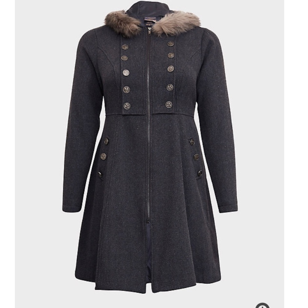 Torrid Outland faux fur woollen swing coat